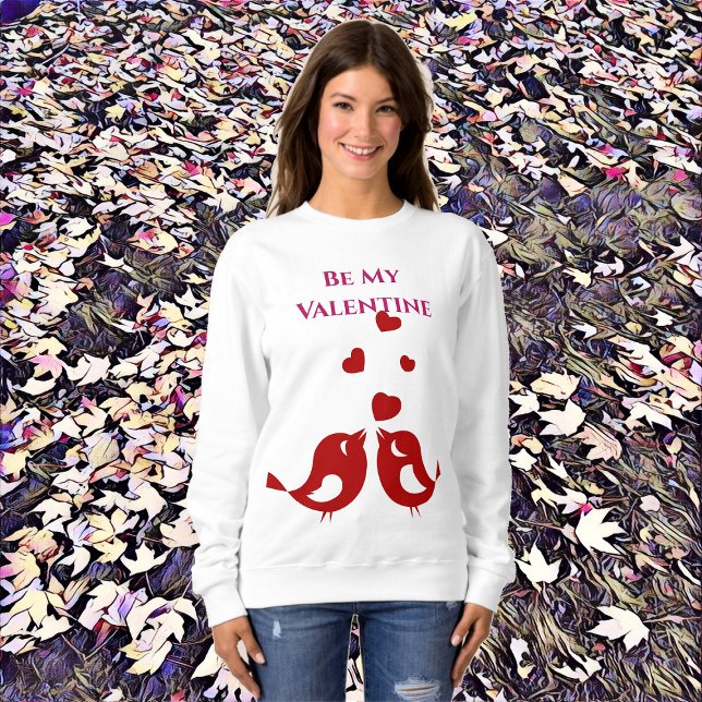 Sweatshirt Coeur de balayage romantique Soyez mes Inséparable (Romantic Sweeping Heart Be My Valentine Love Birds Sweatshirt)