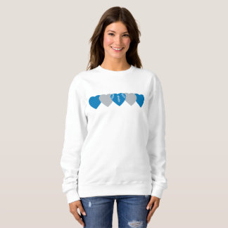 Sweatshirt Cœur de football bleu et argent