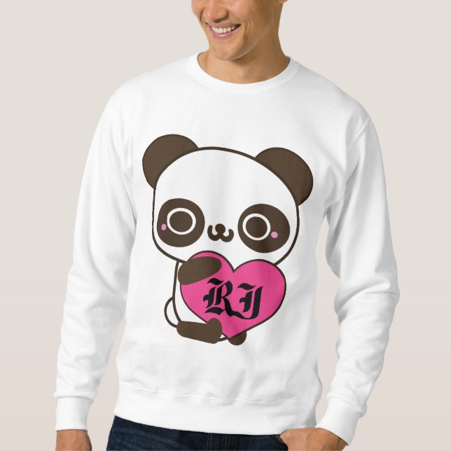 Sweatshirt Coeur de panda de monogramme (Devant)
