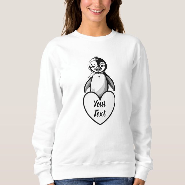 Sweatshirt Coeur de pingouin bébé avec votre message personna (Devant)