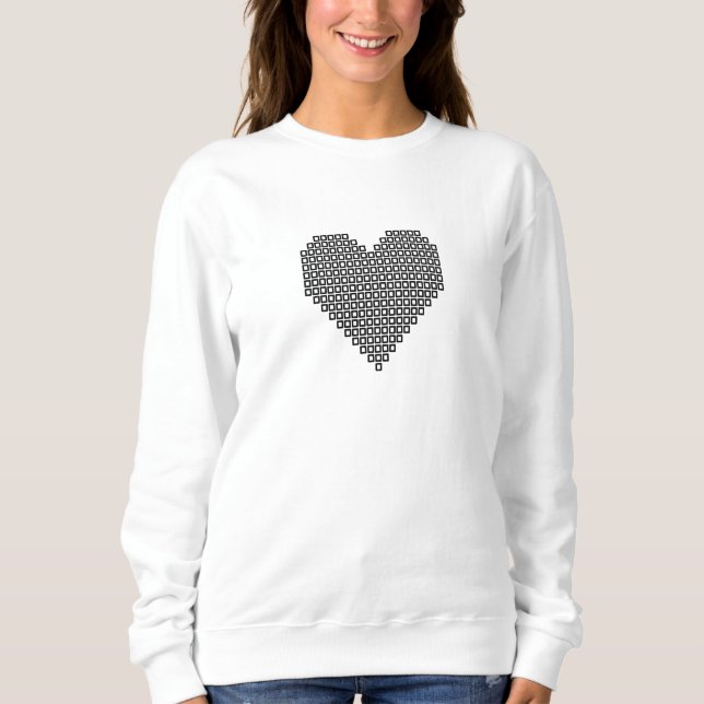 Sweatshirt Coeur de pixel noir (Devant)