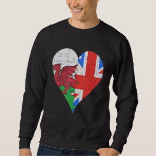 Sweatshirt Coeur du drapeau britannique gallois