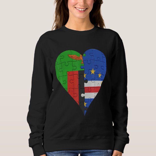 Sweatshirt Coeur du drapeau cap verdien zambien (Devant)