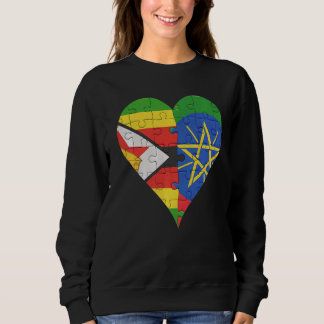Sweatshirt Coeur du drapeau éthiopien du Zimbabwe