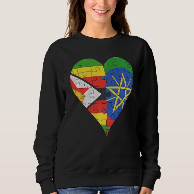 Sweatshirt Coeur du drapeau éthiopien du Zimbabwe (Devant)