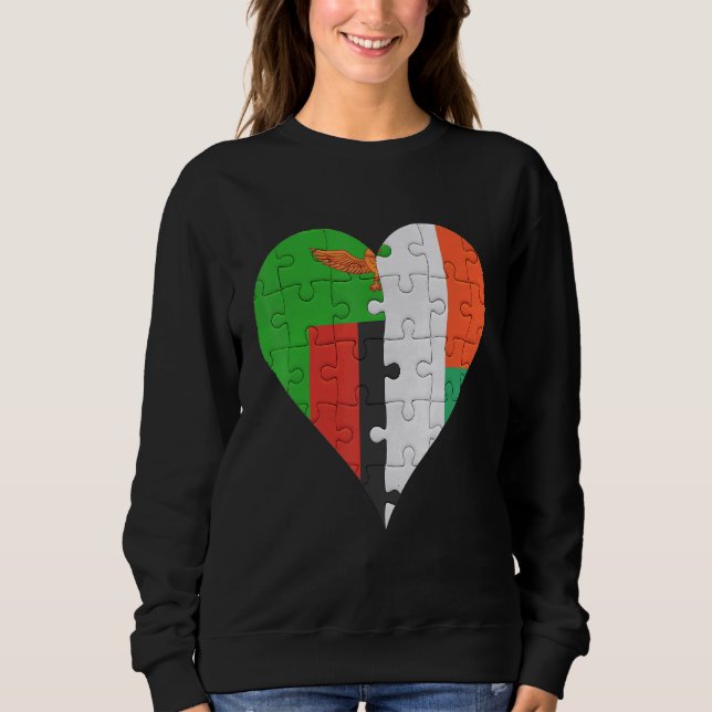 Sweatshirt Coeur du drapeau malgache zambien (Devant)