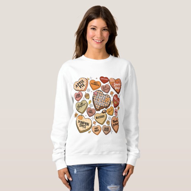 Sweatshirt Coeurs bonbons tendance automne (Devant entier)