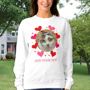 Sweatshirt Cœurs d'amour rouges avec texte photo personnalisé