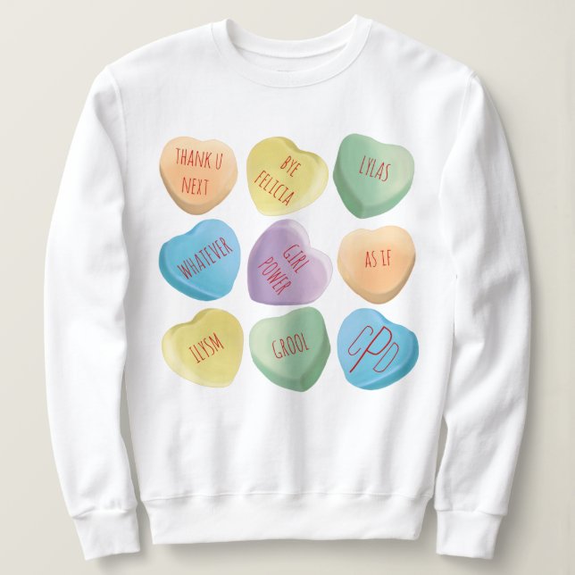 Sweatshirt Coeurs de conversation de sucrerie de (Design devant)