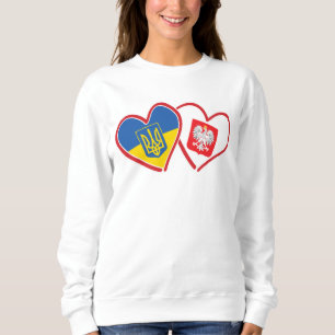 Sweatshirt cœurs de drapeau d'Ukraine et de drapeau de Pologn