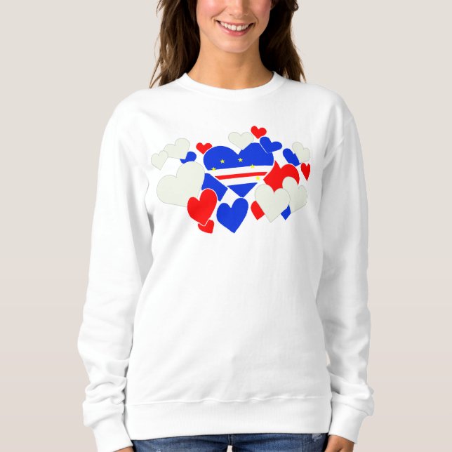 Sweatshirt Coeurs du drapeau Cabo Verde (Devant)