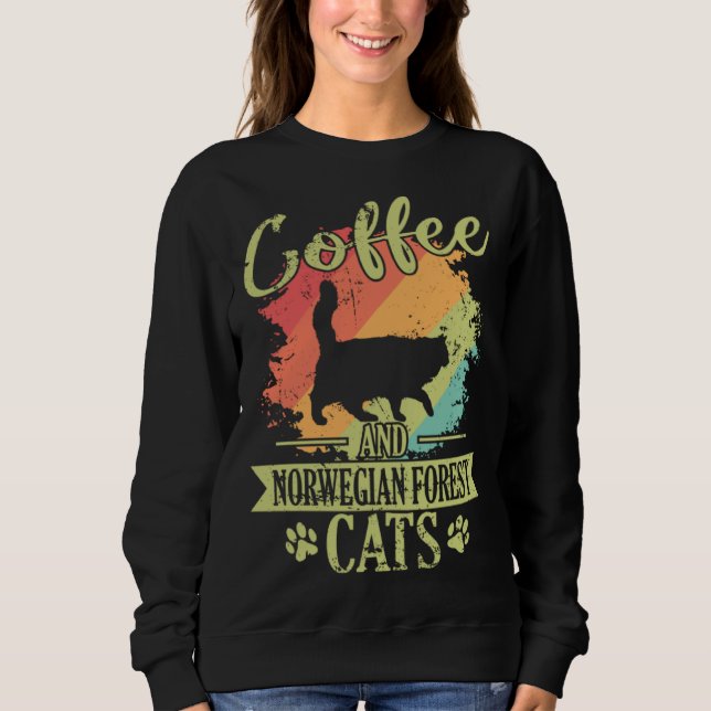 Sweatshirt Coffee and Norwegian Forest Cat (Devant)