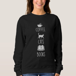 Sweatshirt Coffee Cats Livres Bookworm Caffeine Lover Men Wom