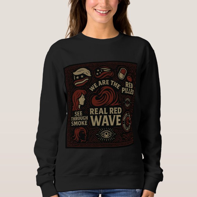 Sweatshirt Col de l'équipe de collage Red Wave (Devant)