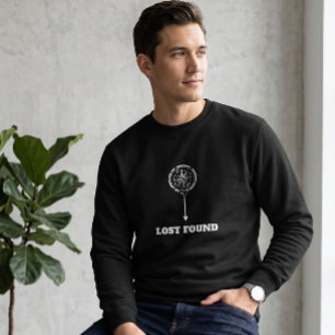 Sweatshirt Col Rond Noir Minimaliste Lost Found Boussole