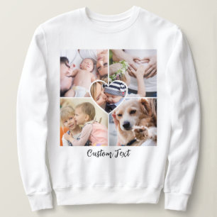 Sweatshirt Collage photo de cœur de script moderne avec texte