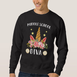 Sweatshirt collège Diva Premier jour de l'école licorne mag