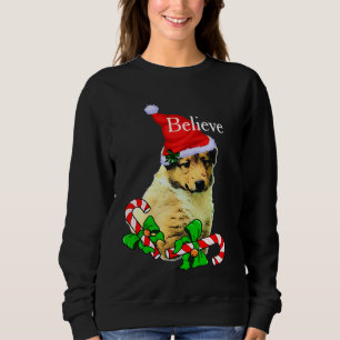 Sweatshirt Collie Puppy Christmas Joyeux
