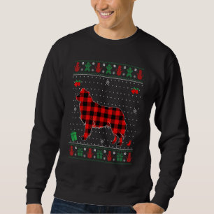 Sweatshirt Colllie Border à carreaux rouges Noël démodé  Matc
