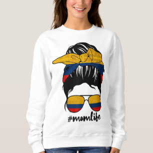 Sweatshirt Colombienne Maman Messy Bun Colombia Pride Patriot