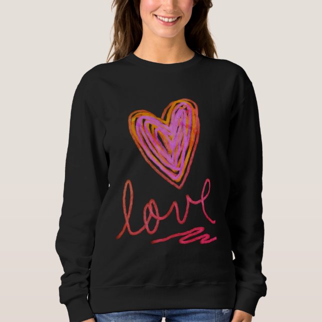 Sweatshirt Coloré Coeur Abstrait Art Portable (Devant)