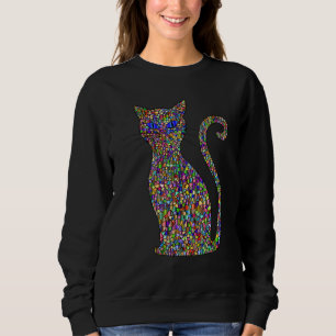 Sweatshirt Coloré Joli Vitrail Chat Kitten Kitty Oeil