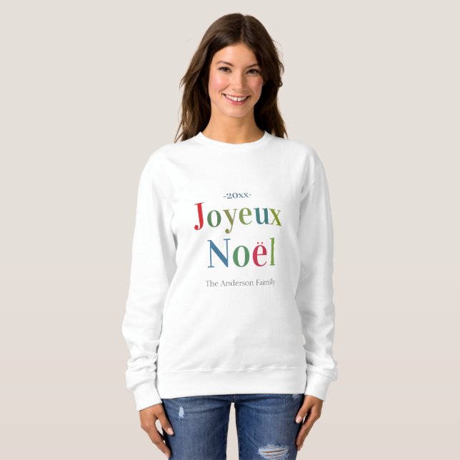 Sweatshirt Colorful Joyeux Noel French Christmas      (Devant entier)