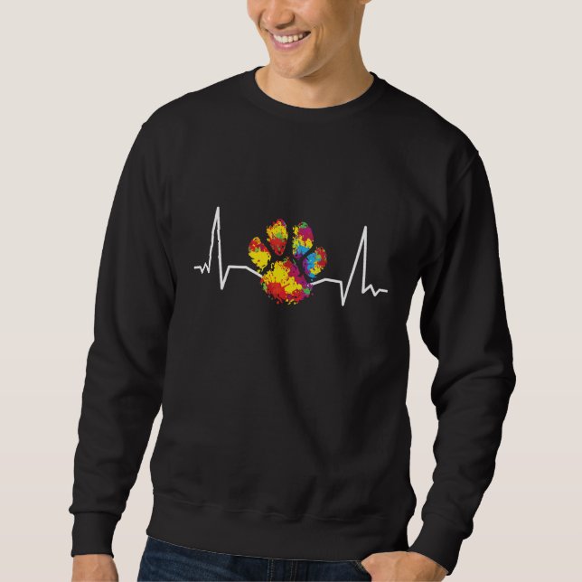 Sweatshirt Colorful Paw Heartbeat Amour Animaux (Devant)