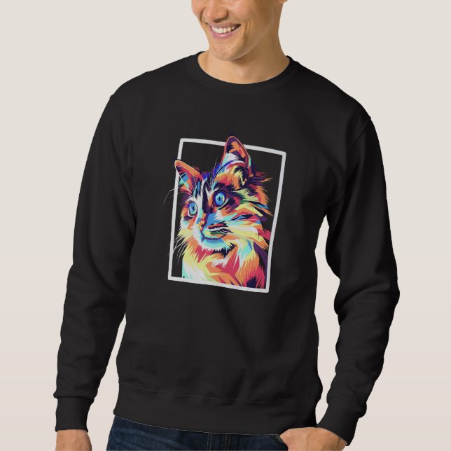 Sweatshirt Colorful Pop Maine Coon Cat (Devant)