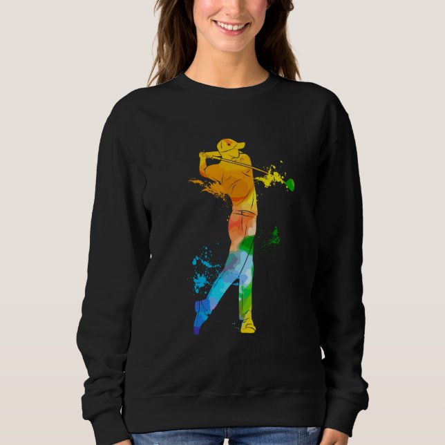 Sweatshirt Colorful Pop Portrait Dad Golf (Devant)