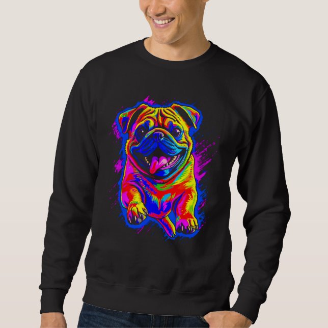 Sweatshirt Colorful Pug Dog (Devant)