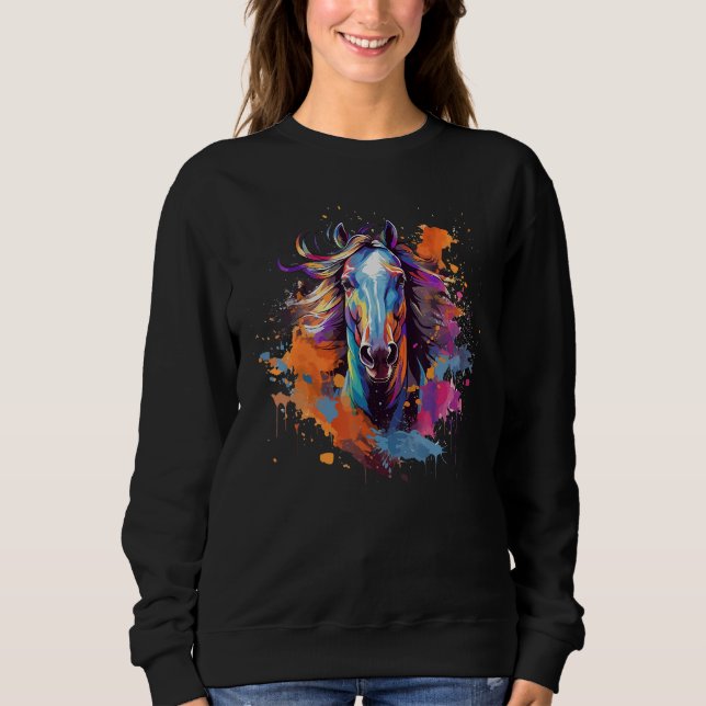 Sweatshirt Colorful Splash Arabian Horse (Devant)