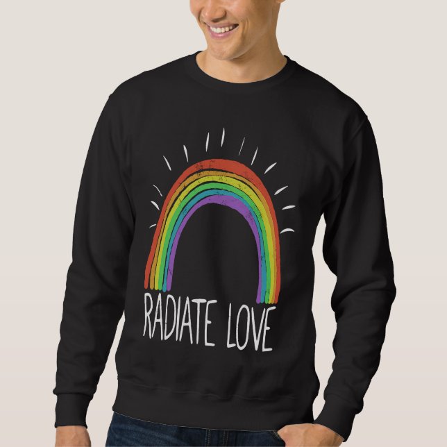 Sweatshirt Colourful Rainbow T  Radiate Positivity Motivation (Devant)