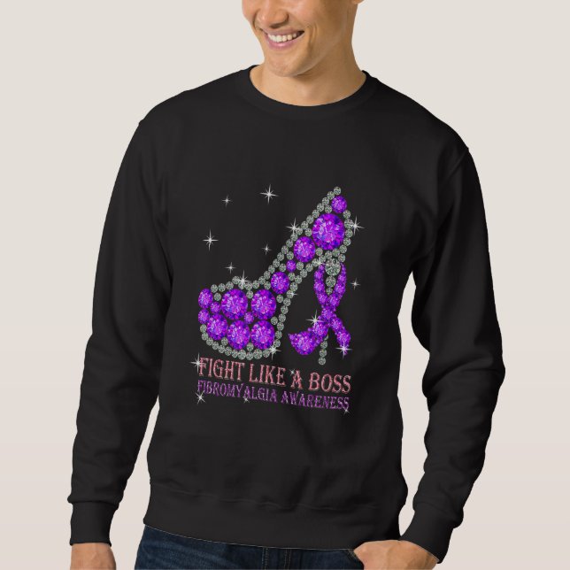 Sweatshirt Combattre Comme Un Boss Fibromyalgia Sensibilisati (Devant)