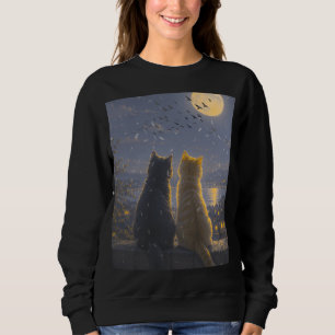 Sweatshirt Compagnons au clair de lune – Deux chats sous la p