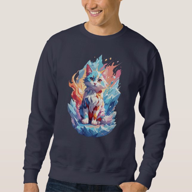 Sweatshirt Conception de chat en cristal mignon Imaginaire (Devant)