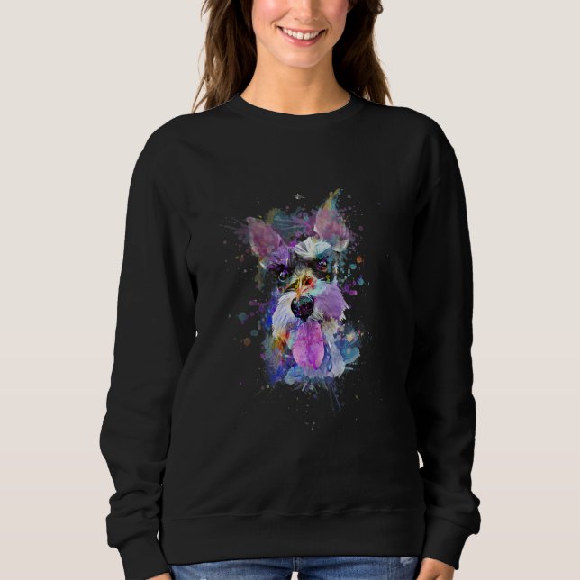 Sweatshirt Conception de chiens Schnauzer colorés pour femmes (Devant)