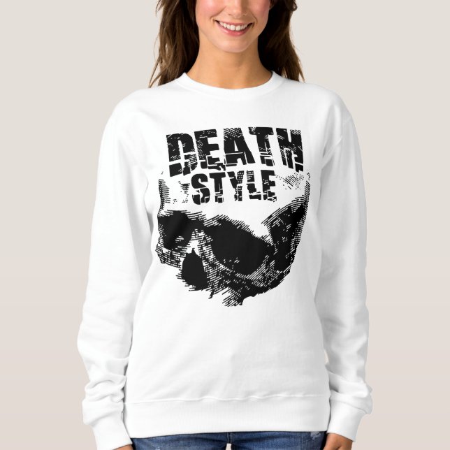 Sweatshirt Conception de crâne de style de mort (Devant)