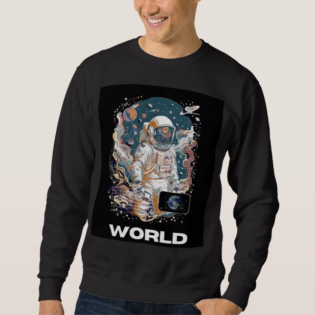Sweatshirt Conception de l'astronaute mondiale (Devant)