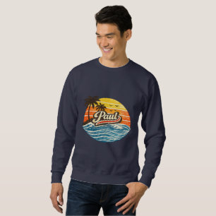 Sweatshirt Conception de nom de Paul au coucher du soleil rét