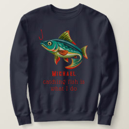 Sweatshirt Conception de pêche colorée avec nom
