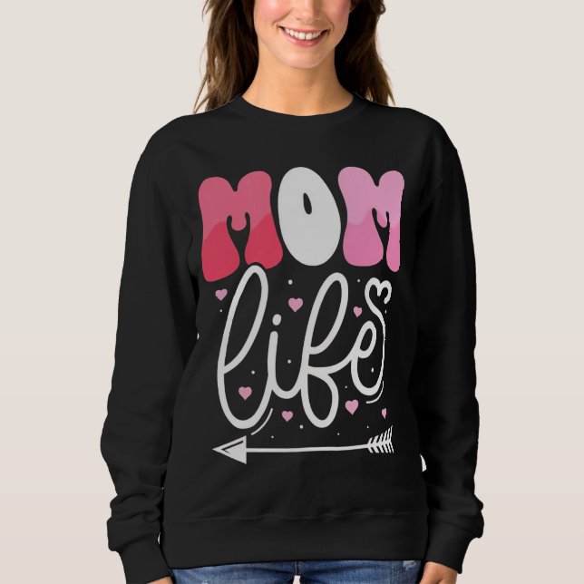 Sweatshirt Conception de script de vie de maman rose pastel é (Devant)