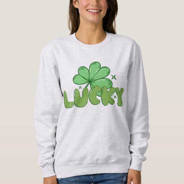 Sweatshirt Conception de trèfle chanceux (Devant)