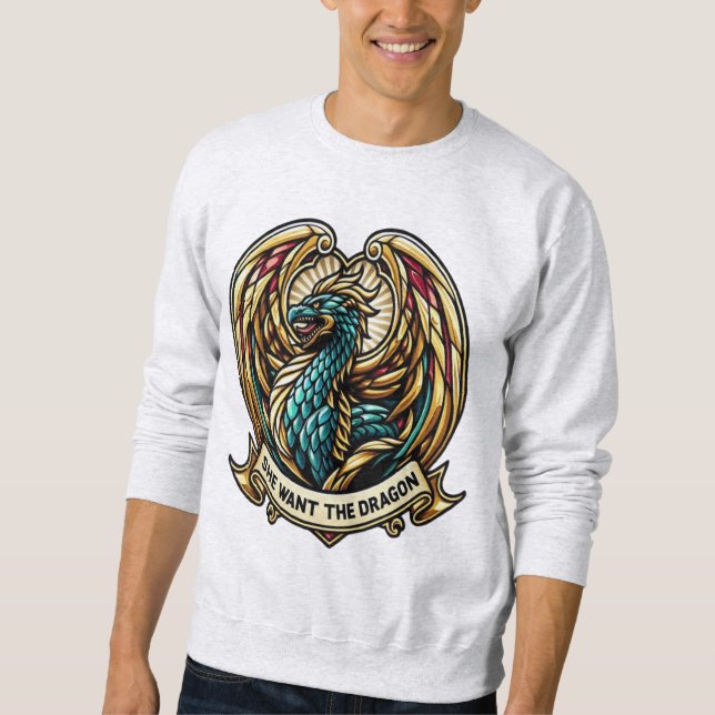 Sweatshirt Conception de verre de tôle dragon enchâssée (Devant)