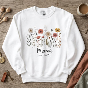 Sweatshirt Conception Florale Botanique de Fleur Sauvage Mama