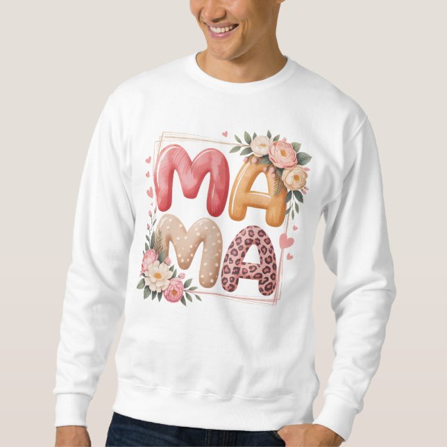 Sweatshirt Conception graphique de maman avec impression léop (Devant)