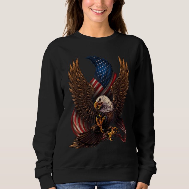 Sweatshirt Conception Patriotique Américaine Avec Aigle Et Dr (Devant)