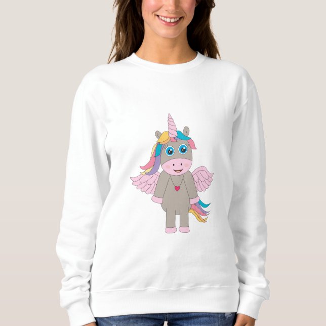 Sweatshirt Conception Unicorne Arc-en-ciel mignon (Devant)