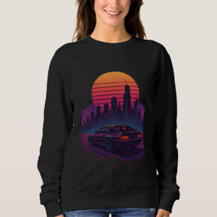 Sweatshirt Conduite à l'horizon néon – Ville rétro vintage sy