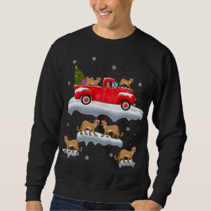 Sweatshirt Conduite de cougar Arbre de Noël Camion Rouge Cami